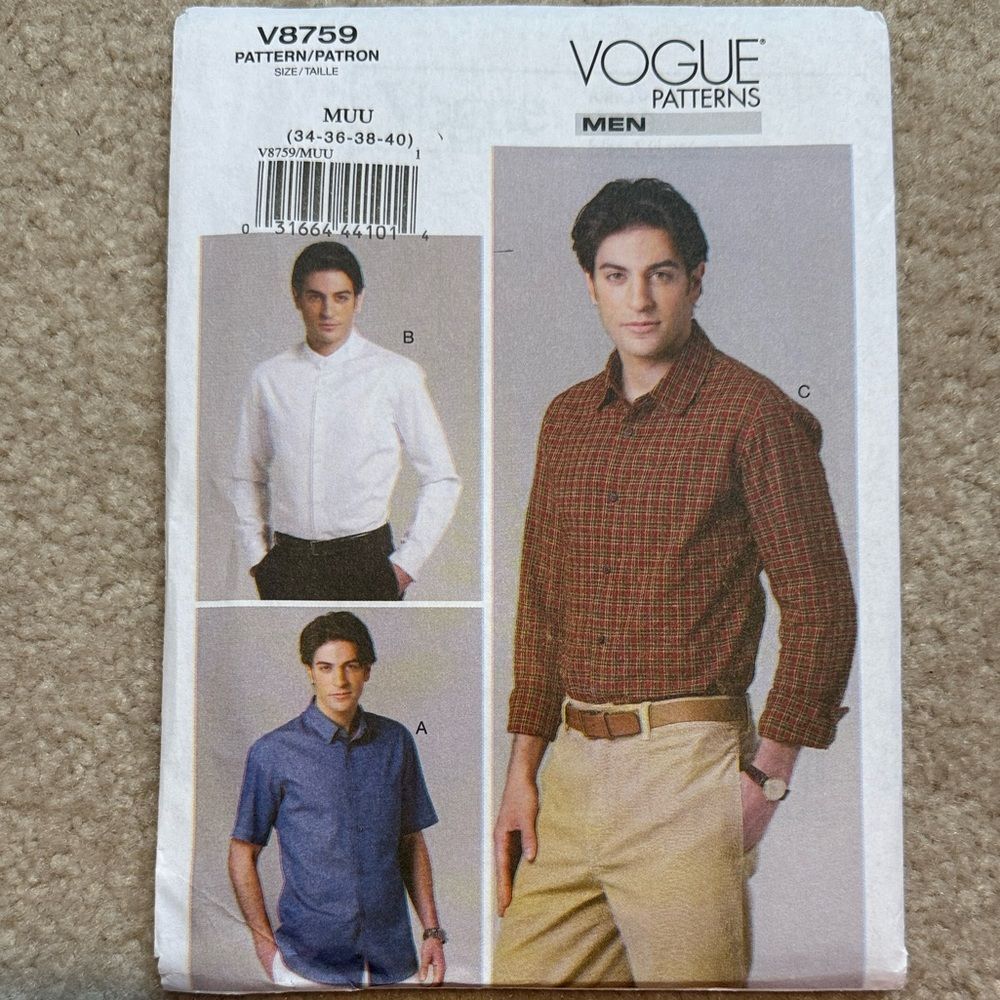 Vogue men's shirt sewing pattern